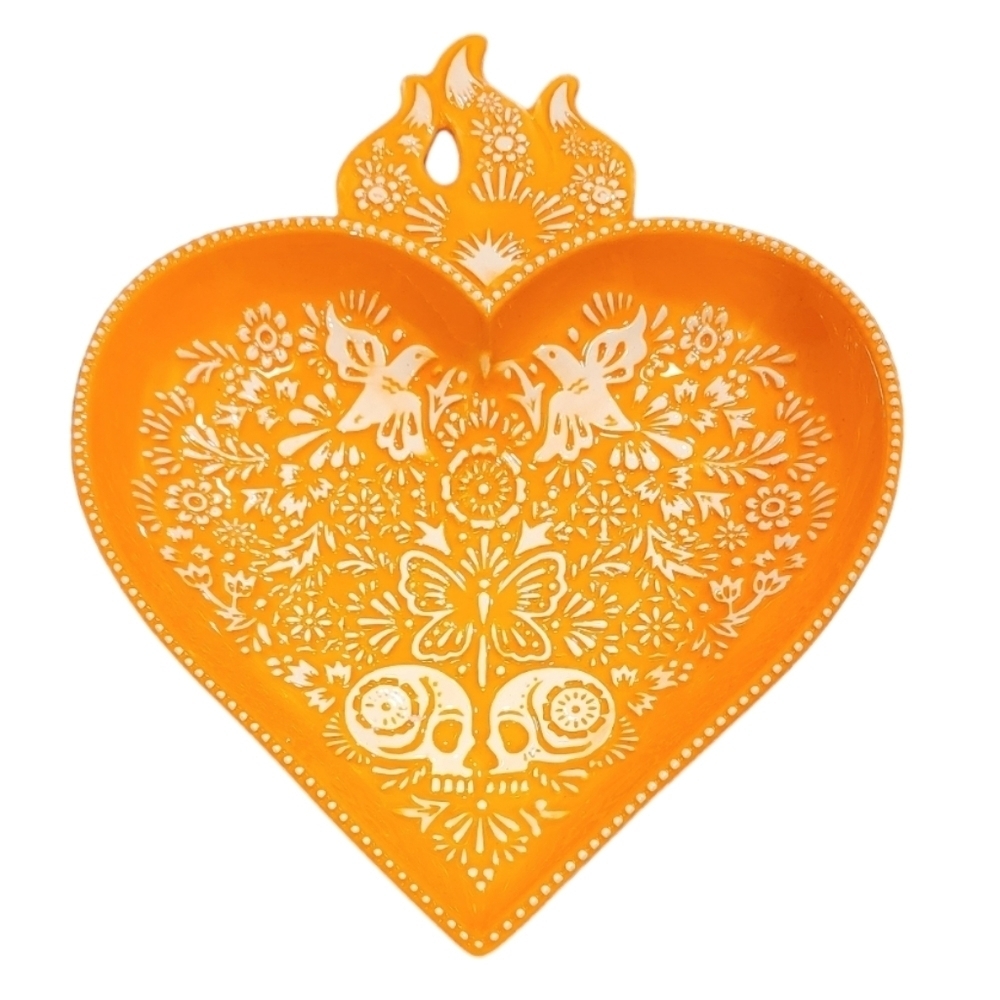 Destination Holiday Orange Dia De Los Muertos Ceramic Candy Dish, NWT